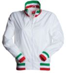 Women unpadded jacket in nylon with drytech fabric; collar, cuffs and waist in rib with flag colors. White with France flag PAUNITEDLADY.BI